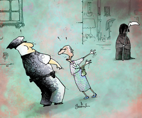 Cartoon: Complaint (medium) by Garrincha tagged gag,cartoon,garrincha,death,police