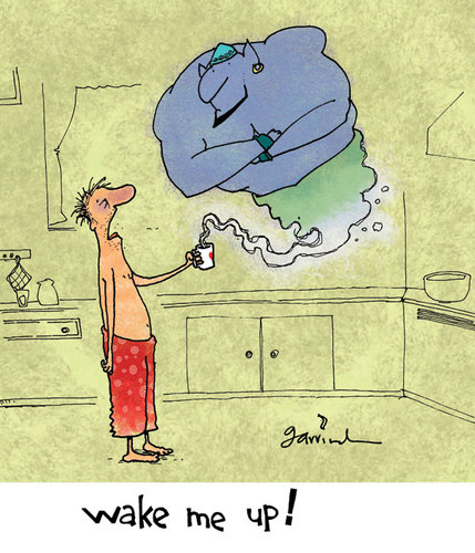 Cartoon: Morning genie (medium) by Garrincha tagged gag,cartoon,garrincha,morning,coffee,genie,lamp