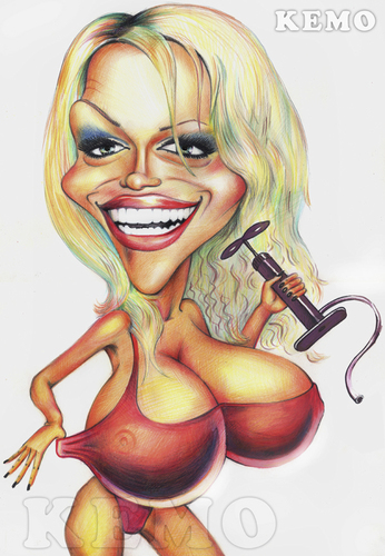 Cartoon Pamela Anderson medium by K E M O tagged pamelaandersonkemo