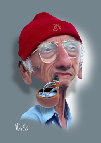 Cartoon: Jacques-Yves Cousteau (medium) by geomateo tagged jacques,yves,cousteau,biodiversity