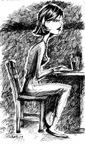 Cartoon: Girl Friday (medium) by michaelscholl tagged woman,sitting,profile,