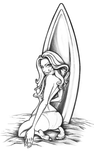Cartoon: surfer girl (medium) by michaelscholl tagged sexy,woman,surfer,