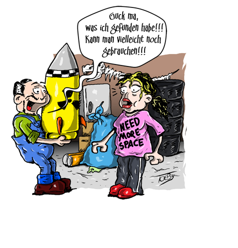 Cartoon: Messies Life (medium) by Toeby tagged toeby,mark,töbermann,messie,atombombe,bombe,radioaktiv