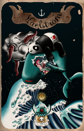 Cartoon: Maelstrom (medium) by gianluca tagged dick,moby,melville,panda,balena,whale
