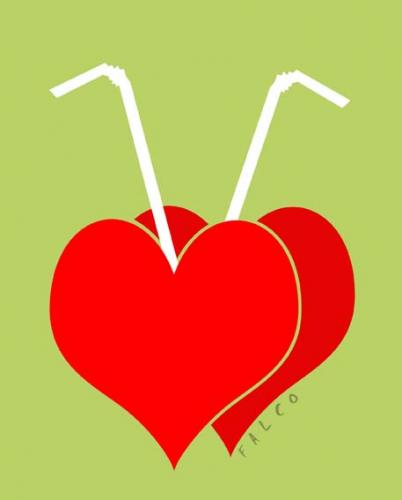 Cartoon: couple (medium) by alexfalcocartoons tagged couple,love,hearts,celebration