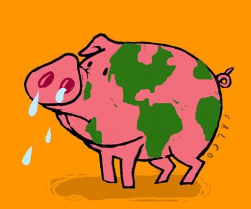 Cartoon: swine flue (medium) by alexfalcocartoons tagged swine,flue