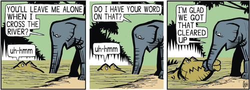 Cartoon: Elephant trunk and croc (medium) by sinann tagged borneo,elephant,trunk,crocodile,swamp