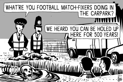 Cartoon: Football matchfixers (medium) by sinann tagged football,matchfixers,richard,the,third,carpark,hide