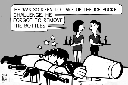 Cartoon: Ice bucket challenge (medium) by sinann tagged ice,bucket,challenge,als,bottles