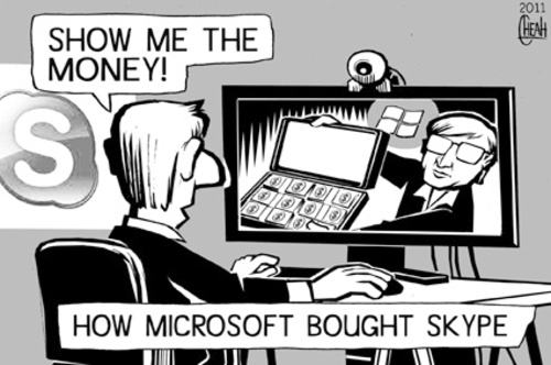 Cartoon: Skype is sold (medium) by sinann tagged skype,microsoft,webcam,sold,bought
