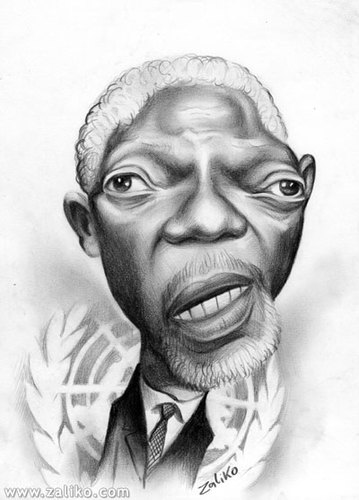 Cartoon: caricatures of famous people (medium) by zaliko tagged kofi,annan