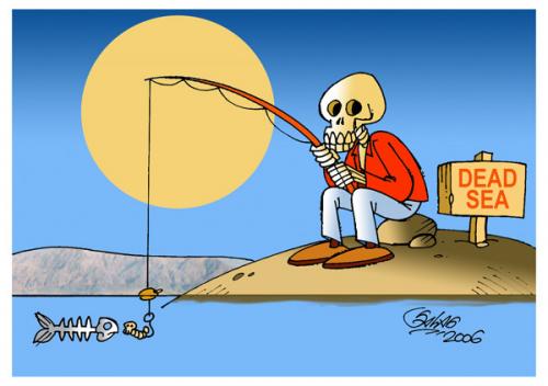 Cartoon: Dead Sea (medium) by Salas tagged dead,sea,fish,