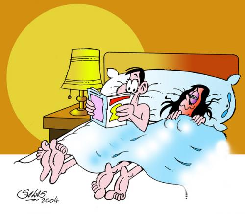 Cartoon: Enigma (medium) by Salas tagged enigma,bed,woman,man,love,