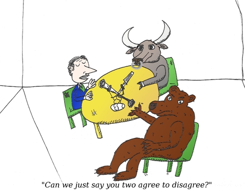 Cartoon: Bull and Bear on the Radio (medium) by BinaryOptions tagged binary,option,trader,options,trading,caricature,bull,bear,radio,talk,show,talkshow,cartoon,financial,editorial,business,fiscal,economic,economist,economics,optionsclick,platform,comic