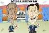 Cartoon: Obama and Romney caricature (small) by BinaryOptions tagged president,barack,obama,mitt,romney,candidates,presidential,election,american,caricature,editorial,business,comic,cartoon,optionsclick,binary,options,trader,option,trading,trade,news,national,lampoon