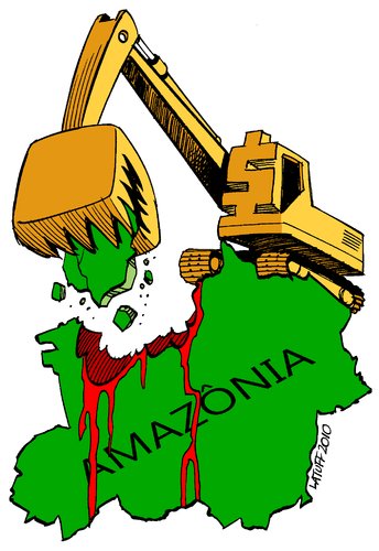 Cartoon: Mining in Amazonia (medium) by Latuff tagged mining,amazonia,brazil