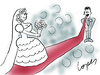 Cartoon: Eager Bridegroom (small) by Lopes tagged bride groom bridegroom wedding red carpet tongue couple married