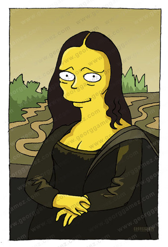 Cartoon: Mona Lisa (medium) by gamez tagged mona,lisa,simpsons,joconde,yellow,guy