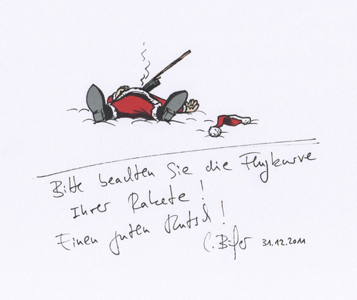 Cartoon: Alles Gute für 2012! (medium) by Carlo Büchner tagged silvester,gruß,rakete,2011,carlo,büchner,arts