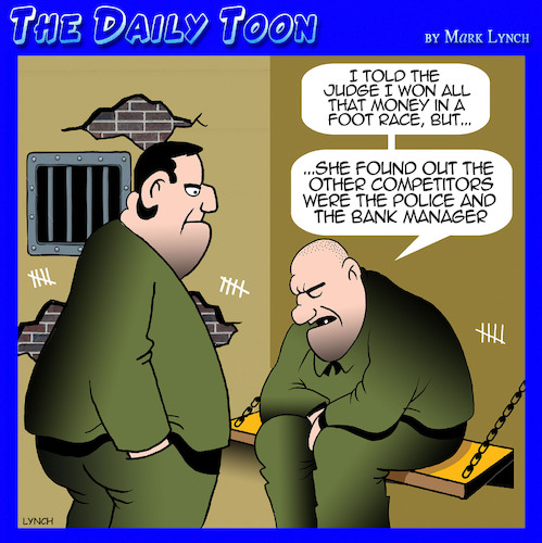 Cartoon: Bank robber (medium) by toons tagged bank,robbery,foot,race,police,crime,bank,robbery,foot,race,police,crime