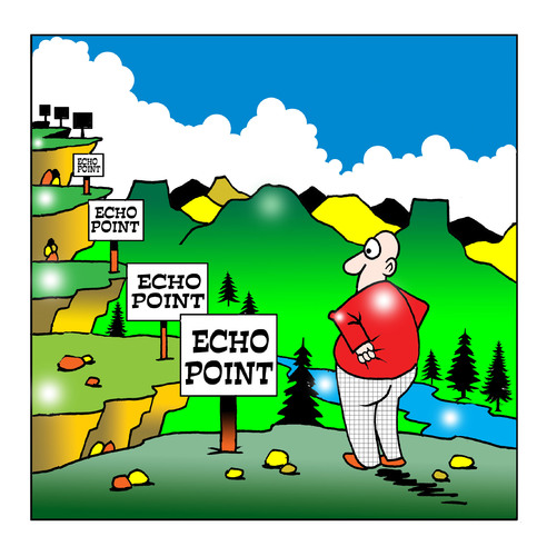 Cartoon: echo echo (medium) by toons tagged echo,point,signs,signage,mountains,landscape