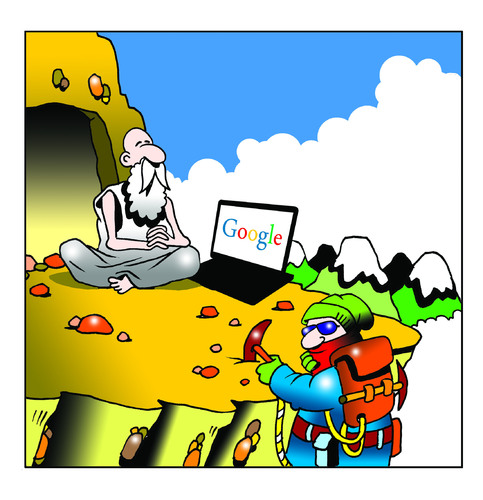 Cartoon: google (medium) by toons tagged google,mountains,mountain,climber,guru