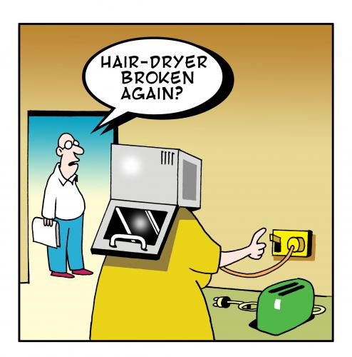 Cartoon: hair dryer (medium) by toons tagged kitchens,appliances,hairdryer,suicide