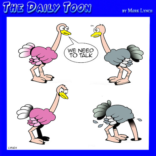 Cartoon: Men explained (medium) by toons tagged head,in,the,sand,ostrich,wife,nagging,animals,face,reality,head,in,the,sand,ostrich,wife,nagging,animals,face,reality