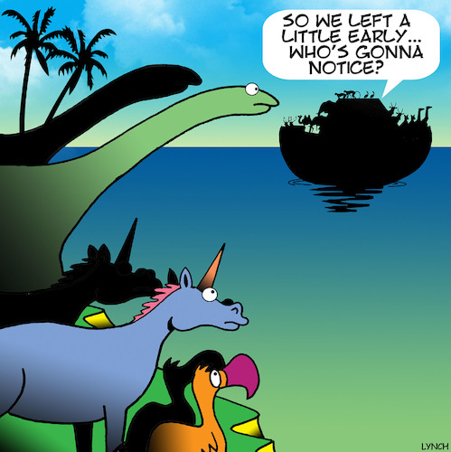 Cartoon: Noahs ark (medium) by toons tagged unicorns,do,bird,dinosaurs,noah,ark,animals,endangered,species,extinct,bible,stories,unicorns,do,bird,dinosaurs,noah,ark,animals,endangered,species,extinct,bible,stories