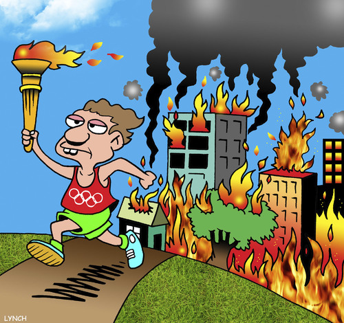 Cartoon: Olympics torch (medium) by toons tagged cities,after,hosting,the,olympics,marathon,runner,olympic,torch,bushfires,fires,cities,after,hosting,the,olympics,marathon,runner,olympic,torch,bushfires,fires