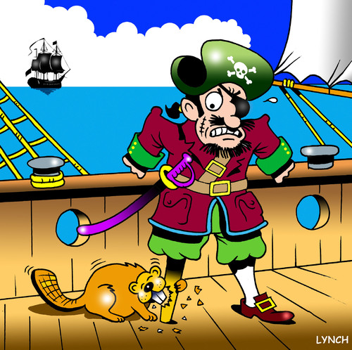 Cartoon: pirates beaver (medium) by toons tagged pirates,animals,beaver,galleon,pirate,ship,wooden,leg