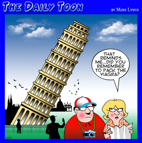 Cartoon: Pisa (medium) by toons tagged tourists,italy,leaning,tower,viagra,tourists,italy,leaning,tower