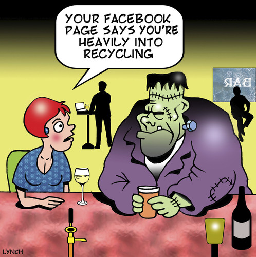 Cartoon: Recycling (medium) by toons tagged frankenstein,facebook,dating,online,recycling
