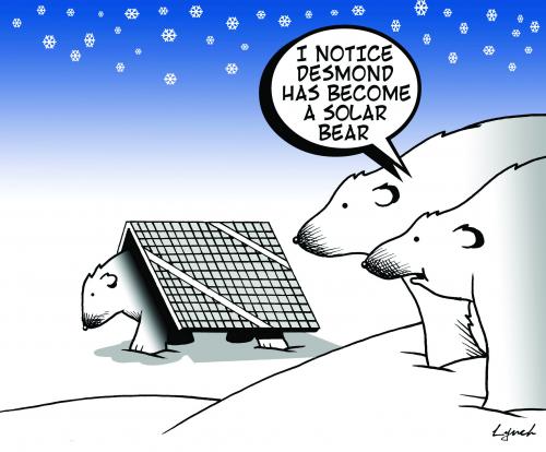 Cartoon: solar bear (medium) by toons tagged polar,bears,solar,energy,environment,ecology,greenhouse,gases,pollution,earth,day,