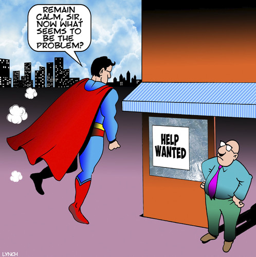 Cartoon: Superman (medium) by toons tagged superman,help,wanted,poster,superhero,jobs,good,vs,evil,superman,help,wanted,poster,superhero,jobs,good,vs,evil