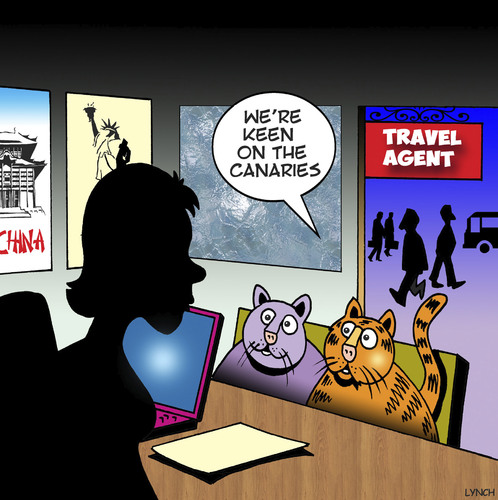 Cartoon: The Canaries (medium) by toons tagged cats,travel,agency,canary,destinations,the,islands,animals,cats,travel,agency,canary,destinations,the,islands,animals