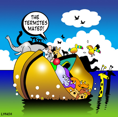 Cartoon: the termites mated (medium) by toons tagged noahs,ark,termites,religion,bible,stories,animals,god,rain,floods