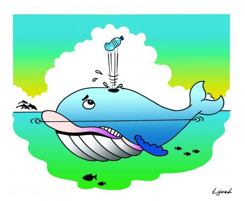 Cartoon: the whale and the plastic bottle (medium) by toons tagged whales,
