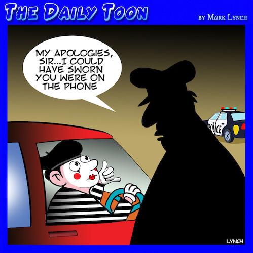 Cartoon: Using phone while driving (medium) by toons tagged mime,texting,highway,patrol,speeding,street,performer,mime,texting,highway,patrol,speeding,street,performer