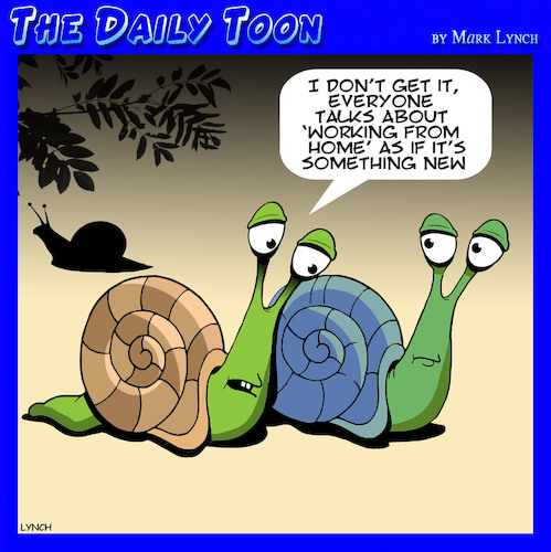 Cartoon: Work from home (medium) by toons tagged snails,working,from,home,latest,fads,new,normal,snails,working,from,home,latest,fads,new,normal