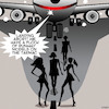 Cartoon: Aborted landing (small) by toons tagged catwalk,models,runway,aviation,landing,abort,airport,emergency,crash,female,supermodel,fashion