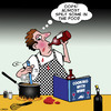 Cartoon: Cooking with wine (small) by toons tagged cooking,chef,wine,alcohol,master,cook,alcoholic,ingredients,menu,recipe,drunk