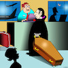 Cartoon: Flight of Dracula (small) by toons tagged dracula,airline,check,in,air,travel,aircraft,airport,blood,sucking,coffin