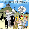 Cartoon: Olympics (small) by toons tagged olympic,games,first,olympics,olimpia,ancient,greece,steroids,doping,athletics,cheating,sporting,rules