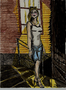 Cartoon: BACK ALLEY CAT (small) by Toonstalk tagged alley cat evening summer nightime stroll girl mysterious aware
