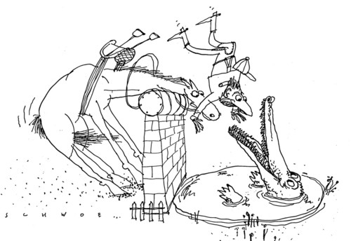 Cartoon: Jockey (medium) by schwoe tagged pferd,reiter,jockey,reiten,hindernisrennen,krokodil,leckerbissen