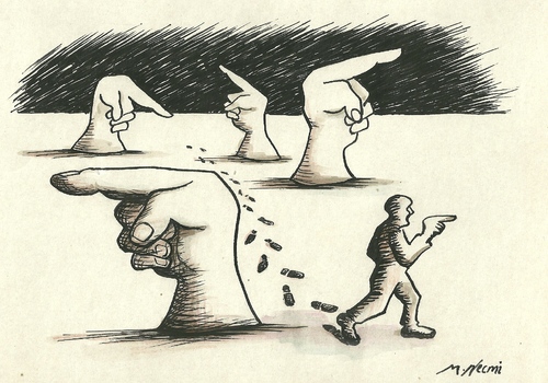 Cartoon: own way (medium) by necmi oguzer tagged karikatür
