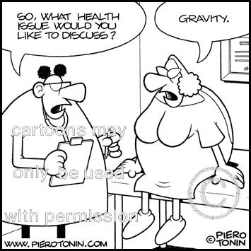 Cartoon: Gravity (medium) by Piero Tonin tagged overweight,weight,aging,women,woman,doctors,doctor,medical,health,tonin,piero