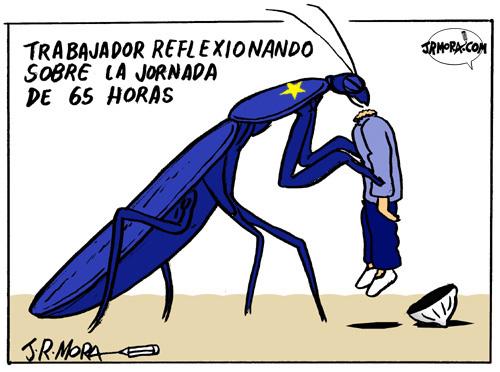 Cartoon: Jornada de trabajo de 65 horas (medium) by jrmora tagged europa,cee,ce,trabajo,trabajadores,jornada,derechos,de