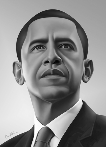 Cartoon Barack Obama Realistic Portrait medium by BenHeine tagged barack 